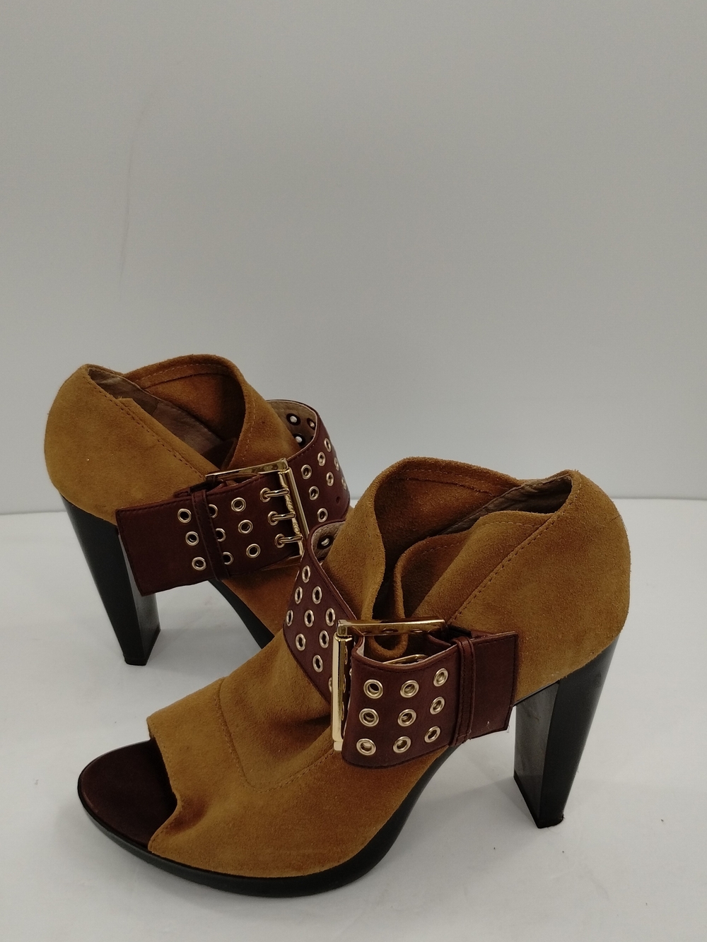 Michael Kors Blaze Open-Toe Bootie Brown Heels US 9